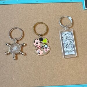 Disney Keychain Trio with Silver and Gold Accents